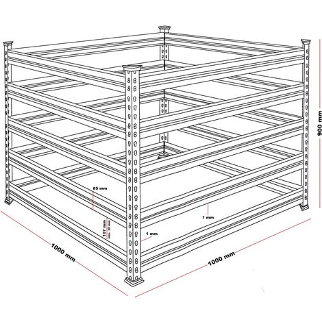 WILTEC Composteur De Jardin En Métal 100 X 90 X 90cm 900 Litres Déchets Organiques Recyclage Bac à Compost 4 WILTEC Composteur De Jardin En Métal 100 X 90 X 90cm 900 Litres Déchets Organiques Recyclage Bac à Compost – Image 4