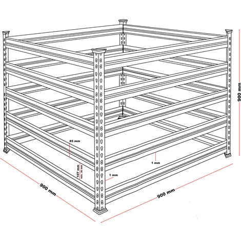 WILTEC Composteur De Jardin En Métal 90 X 90 X 90 Cm 720 Litres Déchets Organiques Recyclage Bac à Compost 4 WILTEC Composteur De Jardin En Métal 90 X 90 X 90 Cm 720 Litres Déchets Organiques Recyclage Bac à Compost – Image 4