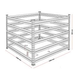WILTEC Composteur De Jardin En Métal 120 X 120 X 90cm 1300l Déchets Organiques Recyclage Bac à Compost -Compostage Soldes 13817516 4