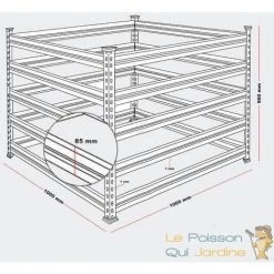 LEPOISSONQUIJARDINEFR Composteur De 900 Litres Pour Jardin, En Métal, Carré, 100 X 100 Cm - Acier -Compostage Soldes 14817623 4
