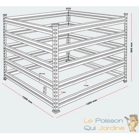 LE POISSON QUI JARDINE.FR Composteur De 1300 Litres Pour Jardin, En Métal, Carré, 120 X 120 Cm - Acier 4 LE POISSON QUI JARDINE.FR Composteur De 1300 Litres Pour Jardin, En Métal, Carré, 120 X 120 Cm - Acier – Image 4