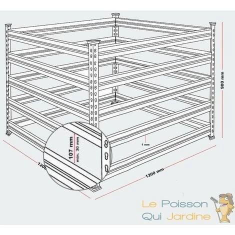 LE POISSON QUI JARDINE.FR Composteur De 1300 Litres Pour Jardin, En Métal, Carré, 120 X 120 Cm - Acier 5 LE POISSON QUI JARDINE.FR Composteur De 1300 Litres Pour Jardin, En Métal, Carré, 120 X 120 Cm - Acier – Image 5