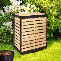 IDMARKET Bac De Compostage En Bois 360L - Naturel -Compostage Soldes 25086437 3