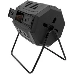 ECD GERMANY Tonneau De Compostage 160l Rotatif Pour Jardin Tambour Composteur En PP Noir