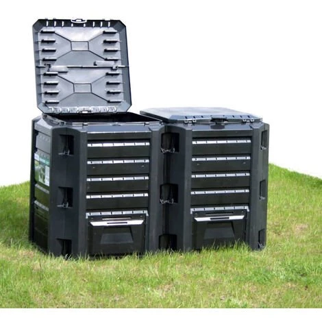 ASUPERMALL Composteur De Jardin Noir 1200 L 1 ASUPERMALL Composteur De Jardin Noir 1200 L