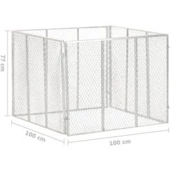 Composteur De Jardin 100x100x77 Cm Fer Galvanisé VidaXL - Argent -Compostage Soldes 34749447 3
