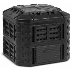 HILLVERT Composteur De Jardin Modulaire Bac De Compostage Rapide D'Extérieur Noir 600 L - Noir, Blanc