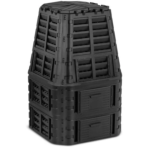 HILLVERT Composteur De Jardin Bac De Compostage Rapide D'Extérieur Plastique Noir 1000 L - Argent, Noir 1 HILLVERT Composteur De Jardin Bac De Compostage Rapide D'Extérieur Plastique Noir 1000 L - Argent, Noir