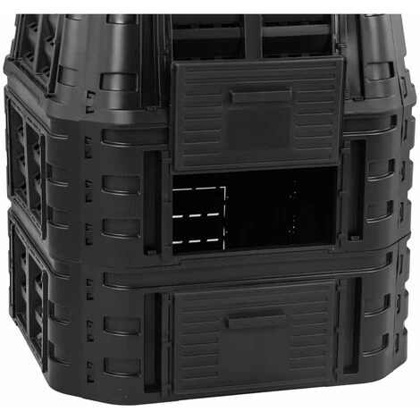 HILLVERT Composteur De Jardin Bac De Compostage Rapide D'Extérieur Plastique Noir 1000 L - Argent, Noir 3 HILLVERT Composteur De Jardin Bac De Compostage Rapide D'Extérieur Plastique Noir 1000 L - Argent, Noir – Image 3