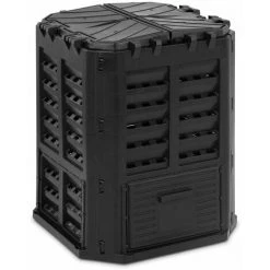HILLVERT Composteur De Jardin Bac De Compostage Rapide D'Extérieur Plastique Noir 360 L - Noir