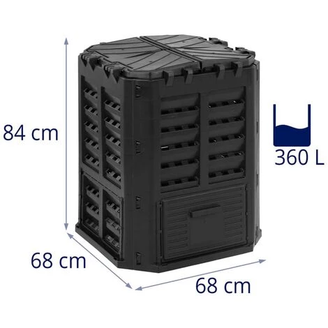 HILLVERT Composteur De Jardin Bac De Compostage Rapide D'Extérieur Plastique Noir 360 L - Noir 5 HILLVERT Composteur De Jardin Bac De Compostage Rapide D'Extérieur Plastique Noir 360 L - Noir – Image 5