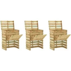 VidaXL Composteur De Jardin à Lattes 3 Pcs 80x50x100 Cm Pin Imprégné - Brun