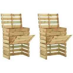 ASUPERMALL Composteur De Jardin A Lattes 2 Pcs 80x50x100 Cm Pin Impregne