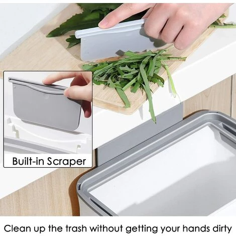 BARES Poubelle Suspendue Avec Couvercle Pour Porte D'armoire De Cuisine Ou Sous évier, Comptoir De Bac à Compost De Cuisine, Poubelle Montable, Gris 2 BARES Poubelle Suspendue Avec Couvercle Pour Porte D'armoire De Cuisine Ou Sous évier, Comptoir De Bac à Compost De Cuisine, Poubelle Montable, Gris – Image 2