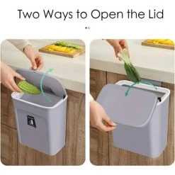 BARES Poubelle Suspendue Avec Couvercle Pour Porte D'armoire De Cuisine Ou Sous évier, Comptoir De Bac à Compost De Cuisine, Poubelle Montable, Gris 7 BARES Poubelle Suspendue Avec Couvercle Pour Porte D'armoire De Cuisine Ou Sous évier, Comptoir De Bac à Compost De Cuisine, Poubelle Montable, Gris -Compostage Soldes 39013170 3