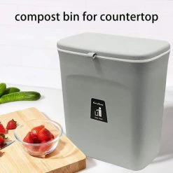 BARES Poubelle Suspendue Avec Couvercle Pour Porte D'armoire De Cuisine Ou Sous évier, Comptoir De Bac à Compost De Cuisine, Poubelle Montable, Gris 9 BARES Poubelle Suspendue Avec Couvercle Pour Porte D'armoire De Cuisine Ou Sous évier, Comptoir De Bac à Compost De Cuisine, Poubelle Montable, Gris -Compostage Soldes 39013170 5