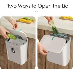BARES Bac à Compost De Cuisine D'intérieur Scellé Avec Couvercle Pour Déchets Alimentaires, Petite Poubelle De Cuisine Avec Couvercle, Poubelle Suspendue Pour Porte D'armoire De Cuisine Ou Sous évier, 9L Blanc -Compostage Soldes 39013172 4