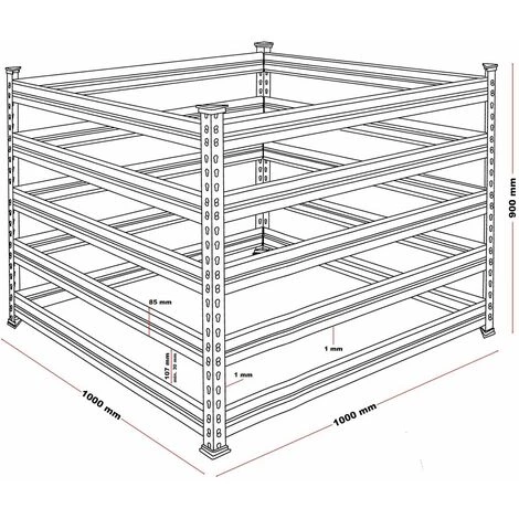 HELLOSHOP26 Composteur De Jardin Métal 100 X 90 X 90 Cm 900 Litres Recyclage Bac à Compost - Métal 2 HELLOSHOP26 Composteur De Jardin Métal 100 X 90 X 90 Cm 900 Litres Recyclage Bac à Compost - Métal – Image 2
