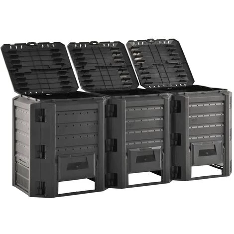Topdeal Composteur De Jardin Noir 1200 L FF312274_FR 2 Topdeal Composteur De Jardin Noir 1200 L FF312274_FR – Image 2