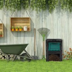 Relaxdays Composteur De Jardin, 230L, Plastique, Activateur De Compost Déchets Cuisine Et Jardin, HLP: 80x60x57 Cm, Noir -Compostage Soldes 52564566 3