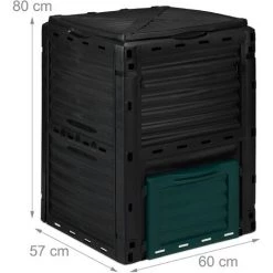 Relaxdays Composteur De Jardin, 230L, Plastique, Activateur De Compost Déchets Cuisine Et Jardin, HLP: 80x60x57 Cm, Noir -Compostage Soldes 52564566 5
