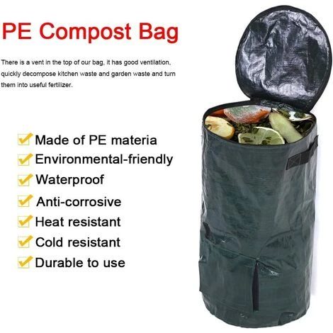 SUPERMARKET Composteur De Jardin - Composteur Cuisine Jardinière De Jardin De Cuisine De Déchets Organiques Sac De Compost Jardinière Environnementale De Tissu De PE ,45 X 80 Cm,vert Foncé, Une Pièce,Superma 2 SUPERMARKET Composteur De Jardin - Composteur Cuisine Jardinière De Jardin De Cuisine De Déchets Organiques Sac De Compost Jardinière Environnementale De Tissu De PE ,45 X 80 Cm,vert Foncé, Une Pièce,Superma – Image 2