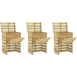 Hommoo Composteur De Jardin A Lattes 3 Pcs 80x50x100 Cm Pin Impregne
