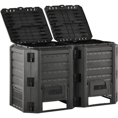 Hommoo Composteur De Jardin Noir 800 L 2 Hommoo Composteur De Jardin Noir 800 L – Image 2