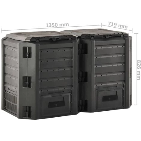 Hommoo Composteur De Jardin Noir 800 L 5 Hommoo Composteur De Jardin Noir 800 L – Image 5