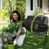 Dripex Composteur De Jardin Rotatif 360°, Bac à Compost Double Chambre 160L Pour Extérieur Déchets Pelouse, Bac Composteur De Compostage En Polypropylene Pour Créer Sol Fertile, Noir