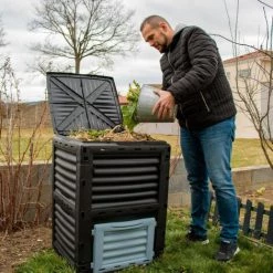 OXEO Composteur De Jardin - Recycler Vos Déchets Organiques - Fabriquer Votre Propre Engrais - Multiples Aérations - 300L -Compostage Soldes 55858008 4