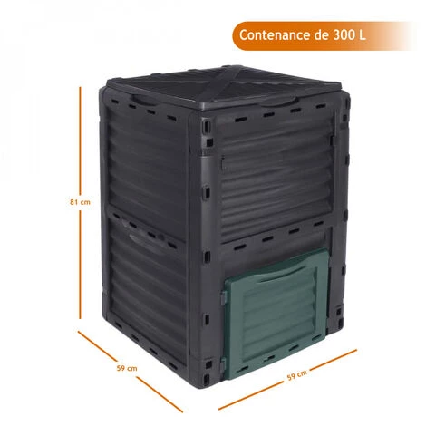Composteur, Bac, Poubelle à Compost De Jardin - 300 L - Noir Et Vert - Linxor - Vert 2 Composteur, Bac, Poubelle à Compost De Jardin - 300 L - Noir Et Vert - Linxor - Vert – Image 2