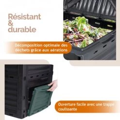 Composteur, Bac, Poubelle à Compost De Jardin - 300 L - Noir Et Vert - Linxor - Vert 7 Composteur, Bac, Poubelle à Compost De Jardin - 300 L - Noir Et Vert - Linxor - Vert -Compostage Soldes 58426586 3