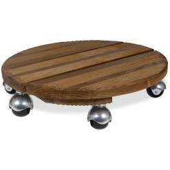 Louis Moulin Roule Plante BOIS Rond Naturel - 45 Cm - Bois