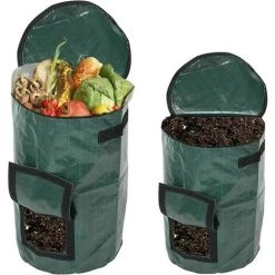 GALOZZOIT Lot At 2Sacs De Compost De Jardin, Composteur, Poubelle à Compost Sacs à DéChets De Jardin Avec PoignéEs, Pliable Et RéUtilisable, Bac à Compost Organique éCologique Avec Adapté à La Cuisine, Au Jardin