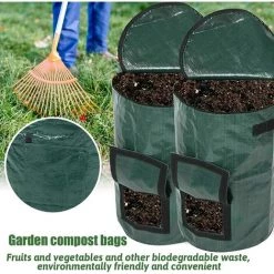 GALOZZOIT Lot At 2Sacs De Compost De Jardin, Composteur, Poubelle à Compost Sacs à DéChets De Jardin Avec PoignéEs, Pliable Et RéUtilisable, Bac à Compost Organique éCologique Avec Adapté à La Cuisine, Au Jardin -Compostage Soldes 61250376 5