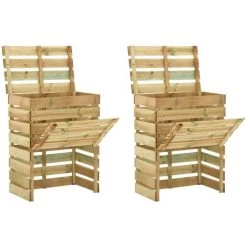 SUPERMARKET Composteur De Jardin à Lattes 2 Pcs 80x50x100 Cm Pin Imprégné