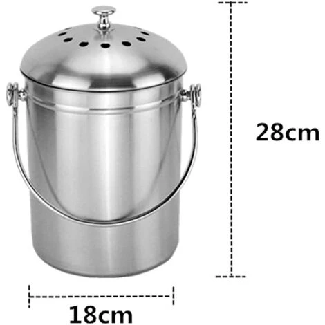 MONLY 5L Seau à Compost En Acier Inoxydable Poubelle à Compost Pour Comptoir De Cuisine Bac à Compost De Cuisine Seau à Compost Cuisine Compost Avec Couvercle,Composteur De Cuisine Pour Déchets Alimentaire 2 MONLY 5L Seau à Compost En Acier Inoxydable Poubelle à Compost Pour Comptoir De Cuisine Bac à Compost De Cuisine Seau à Compost Cuisine Compost Avec Couvercle,Composteur De Cuisine Pour Déchets Alimentaire – Image 2