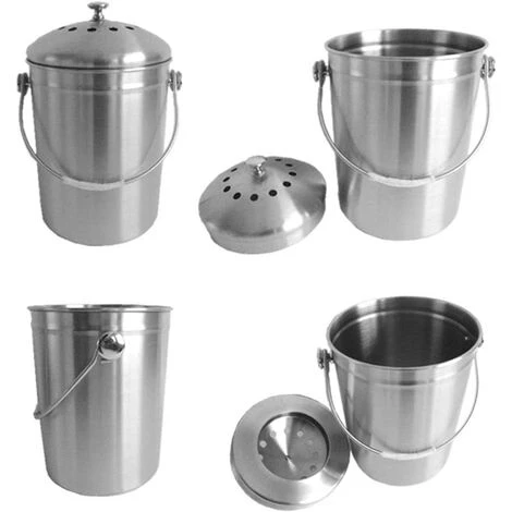 MONLY 5L Seau à Compost En Acier Inoxydable Poubelle à Compost Pour Comptoir De Cuisine Bac à Compost De Cuisine Seau à Compost Cuisine Compost Avec Couvercle,Composteur De Cuisine Pour Déchets Alimentaire 4 MONLY 5L Seau à Compost En Acier Inoxydable Poubelle à Compost Pour Comptoir De Cuisine Bac à Compost De Cuisine Seau à Compost Cuisine Compost Avec Couvercle,Composteur De Cuisine Pour Déchets Alimentaire – Image 4