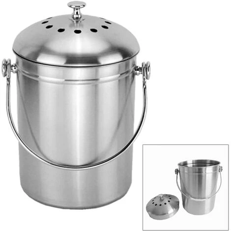 MONLY 5L Seau à Compost En Acier Inoxydable Poubelle à Compost Pour Comptoir De Cuisine Bac à Compost De Cuisine Seau à Compost Cuisine Compost Avec Couvercle,Composteur De Cuisine Pour Déchets Alimentaire 5 MONLY 5L Seau à Compost En Acier Inoxydable Poubelle à Compost Pour Comptoir De Cuisine Bac à Compost De Cuisine Seau à Compost Cuisine Compost Avec Couvercle,Composteur De Cuisine Pour Déchets Alimentaire – Image 5