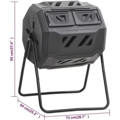 VidaXL Bac à Compost De Jardin Noir 73x64x95 Cm 160 L - Noir -Compostage Soldes 64707842 3